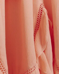 River Island Coral broderie plunge beach mini dress Orange New