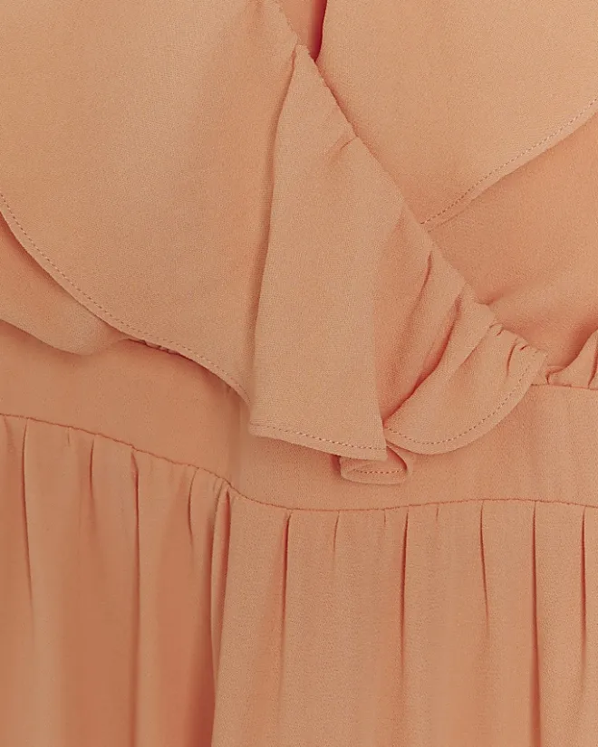 River Island Coral frill swing maxi dress Orange Best