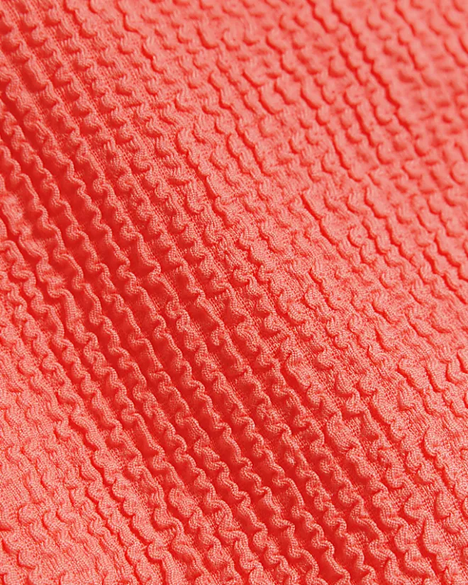 River Island Coral high waisted crinkle bikini bottoms Orange Clearance