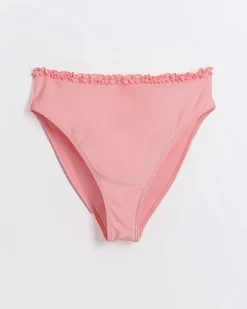 River Island Coral high waisted frill bikini bottoms Orange Online