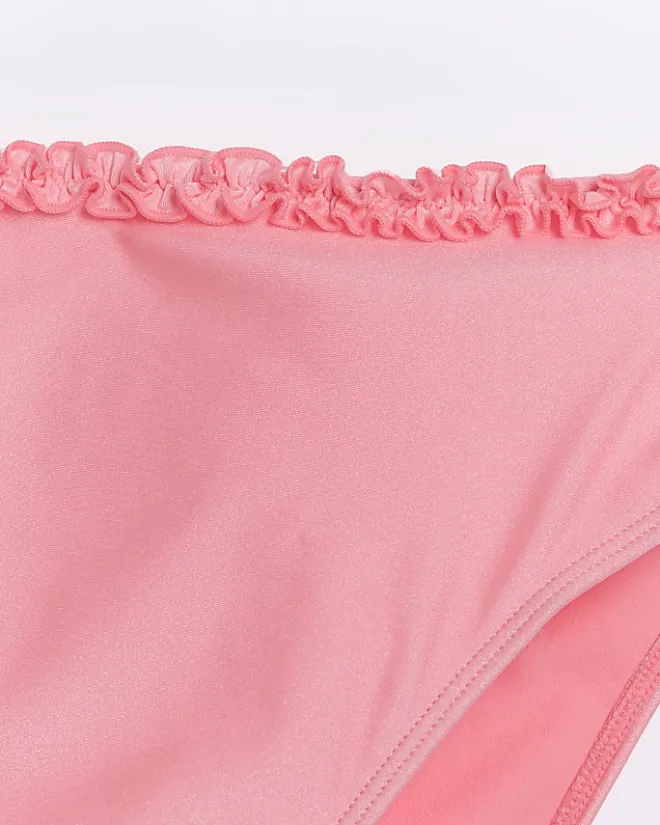 River Island Coral high waisted frill bikini bottoms Orange Online