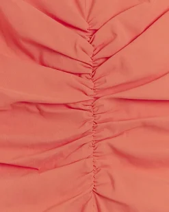 River Island Coral ruched split bodycon midi dress Orange Online