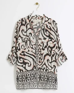 River Island abstract beach shirt Cream Hot