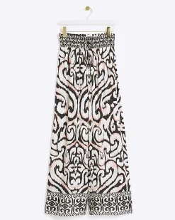 River Island abstract wide leg beach trousers Cream Fashion