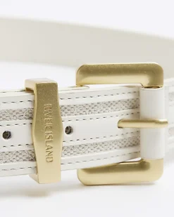 River Island Canvas Belt Cream Discount