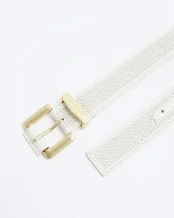 River Island Canvas Belt Cream Discount