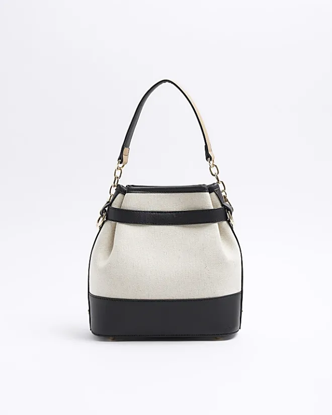 River Island canvas bucket cross body bag Cream Best