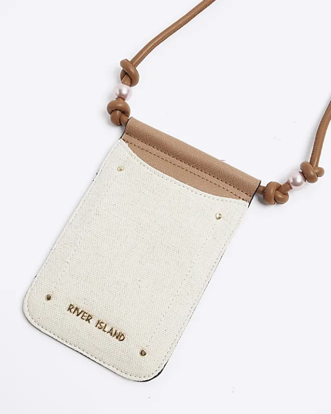 River Island canvas phone cross body bag Cream Best