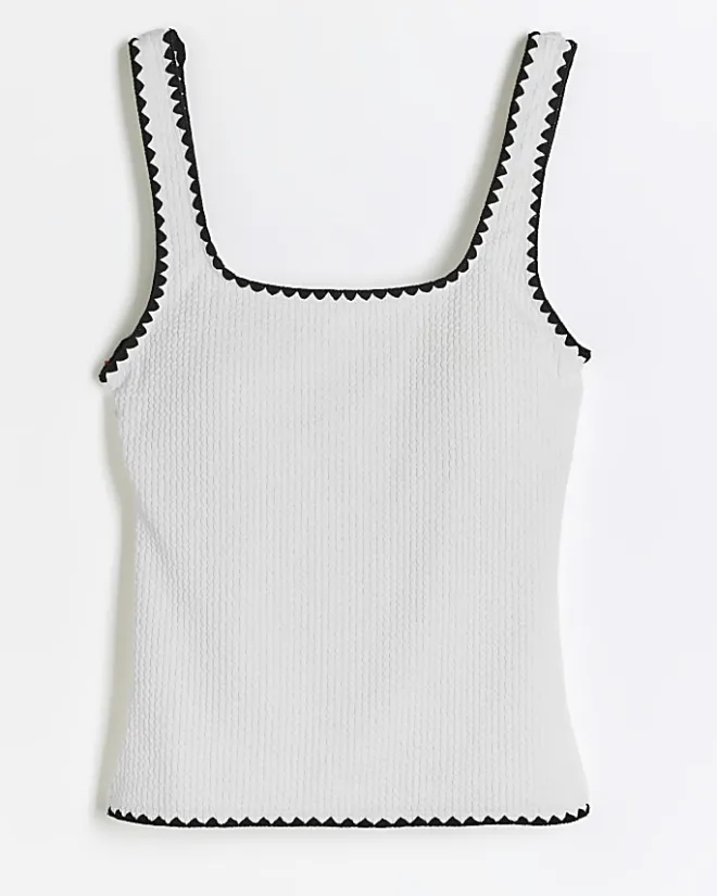 River Island crinkle tankini top Cream Sale