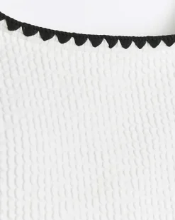 River Island crinkle tankini top Cream Sale