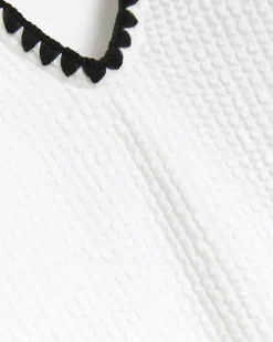 River Island crinkle Whipstitch Swimsuit Cream Hot