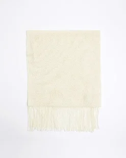 River Island Crochet Glitter Scarf Cream Outlet