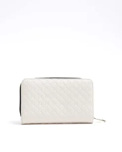 River Island embossed envelope purse Cream New