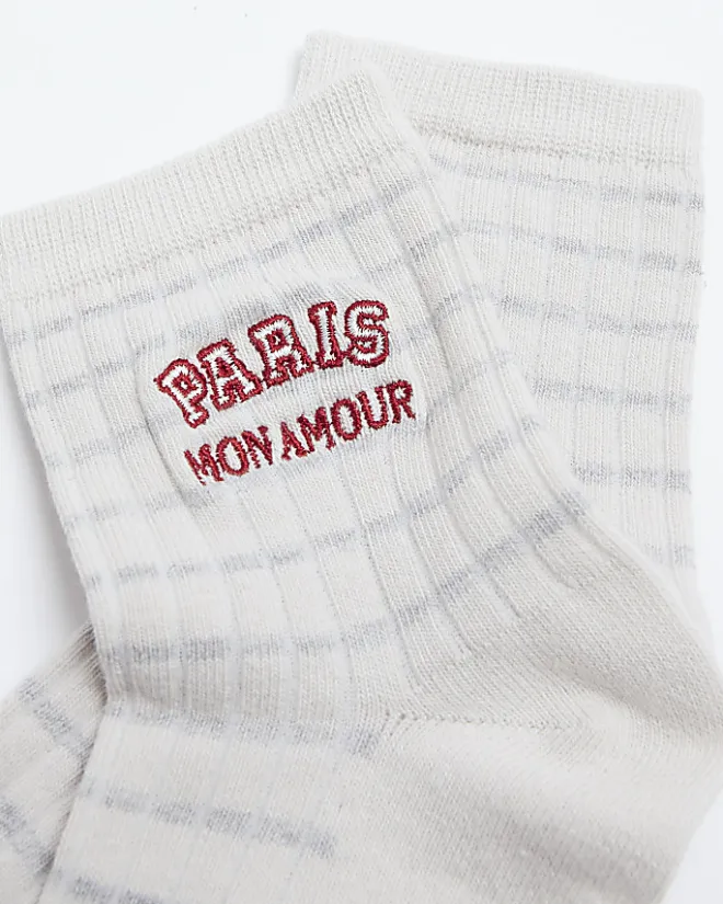 River Island embroidered ankle socks Cream Best
