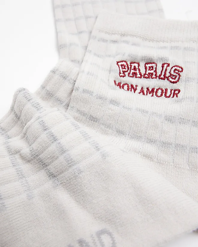 River Island embroidered ankle socks Cream Best