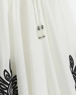 River Island embroidered plunge beach maxi dress Cream Online