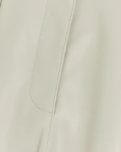 River Island faux leather paperbag trousers Cream Online