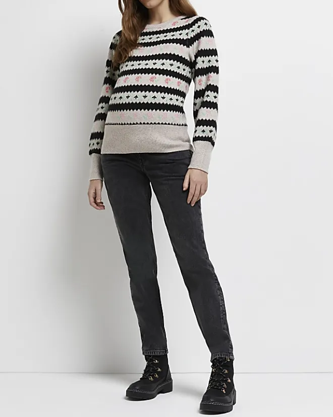River Island floral fairisle maternity jumper Cream Hot