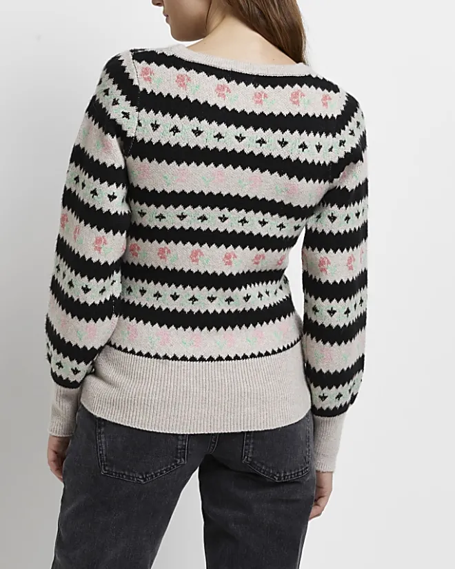 River Island floral fairisle maternity jumper Cream Hot