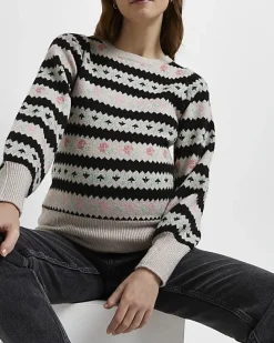 River Island floral fairisle maternity jumper Cream Hot