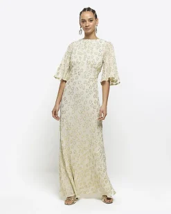 River Island glitter star maxi dress Cream Sale