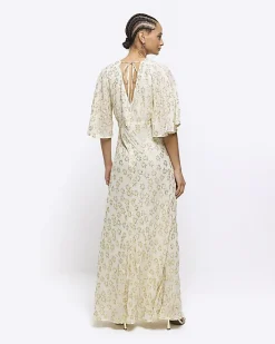 River Island glitter star maxi dress Cream Sale