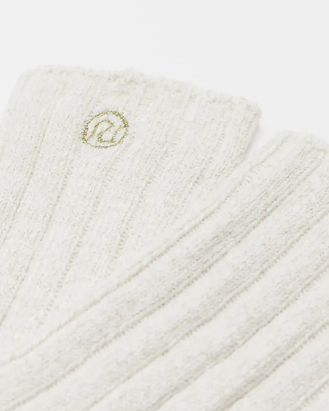 River Island knit ankle socks Cream Outlet
