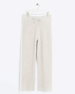 River Island Knit Straight Joggers Cream Online