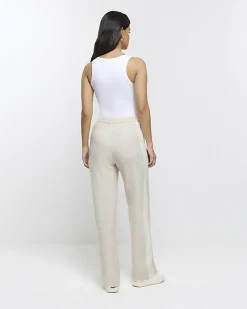 River Island Knit Straight Joggers Cream Online