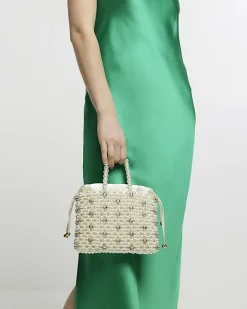 River Island pearl embellished handbag Cream Fashion