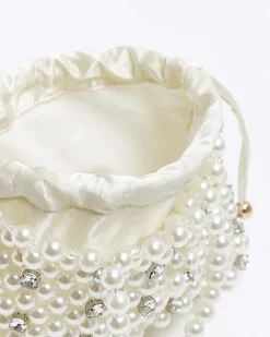 River Island pearl embellished handbag Cream Fashion