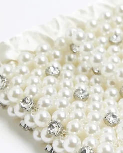 River Island pearl embellished handbag Cream Fashion