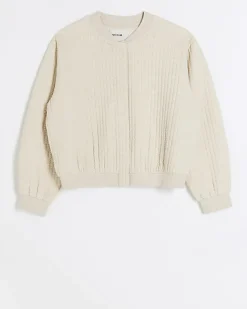 River Island quilted bomber sweatshirt Cream New