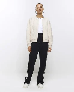 River Island quilted bomber sweatshirt Cream New