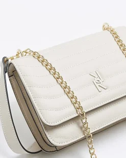 River Island quilted chain shoulder bag Cream Discount