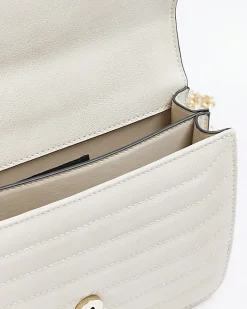 River Island quilted chain shoulder bag Cream Discount
