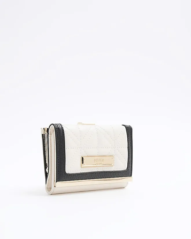 River Island quilted clip top purse Cream New