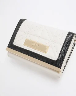 River Island quilted clip top purse Cream New