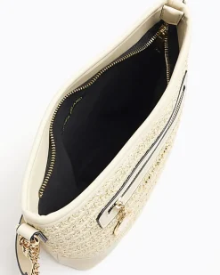 River Island raffia chain cross body bag Cream Outlet