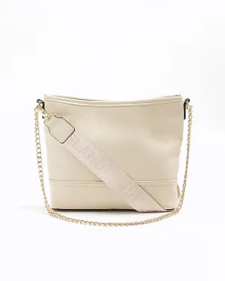 River Island raffia chain cross body bag Cream Outlet