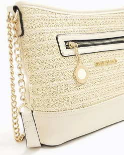 River Island raffia chain cross body bag Cream Outlet