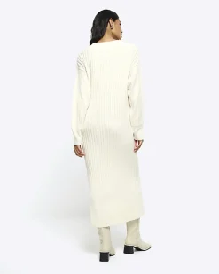 River Island rib jumper maxi dress Cream Best