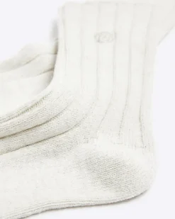 River Island rib socks Cream Clearance