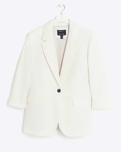 River Island rolled sleeve relaxed blazer Cream New