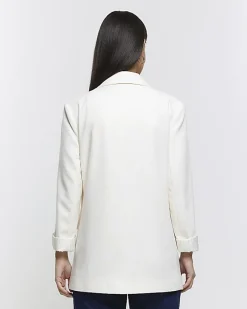 River Island rolled sleeve relaxed blazer Cream New