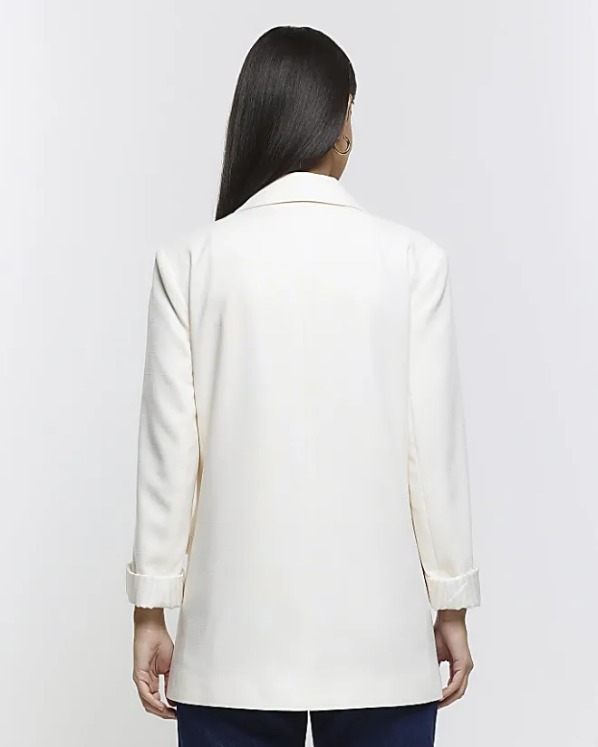 River Island rolled sleeve relaxed blazer Cream New