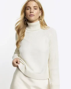 River Island satin high neck hybrid maxi dress Cream Best