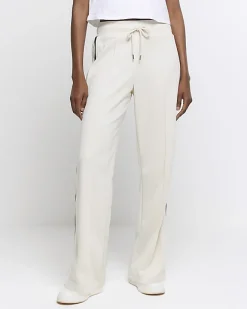 River Island side stripe wide leg joggers Cream Fashion