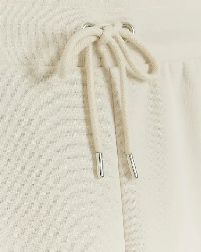 River Island side stripe wide leg joggers Cream Fashion
