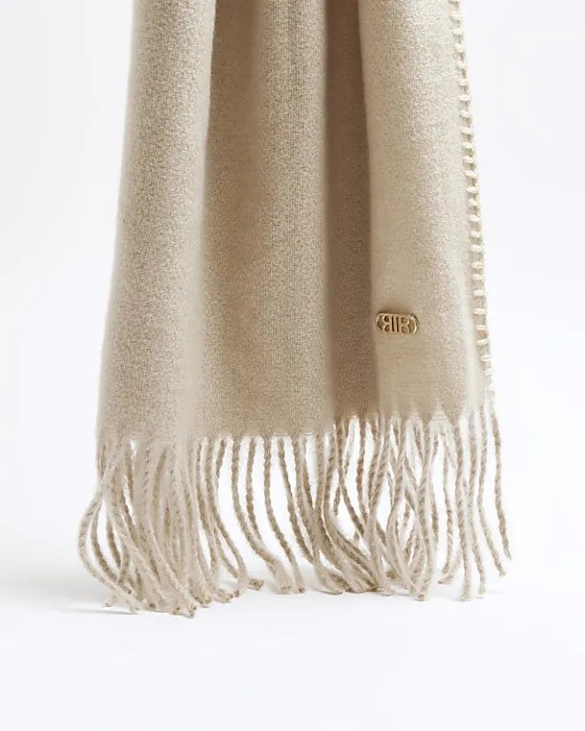 River Island stitch detail scarf Cream Fashion